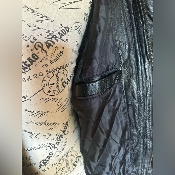 Leather Bomber Jacket Vintage Patchwork - Picture 8 of 13